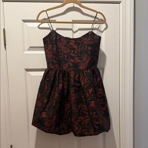 Amanda Uprichard Addison Dress- Black and Red Floral Party Dress